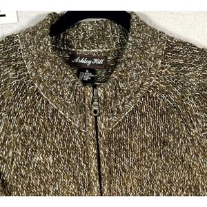Ashley Hill Cardigan‎ Sweater Mens XL Brown Marled Full Zip Knit Heavyweight